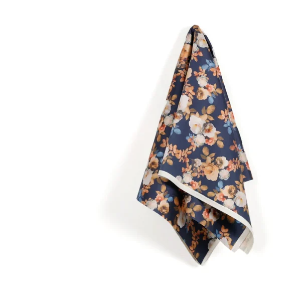 Rose Bush Silk / Cotton Suiting - Blue / Sepia - Image 2