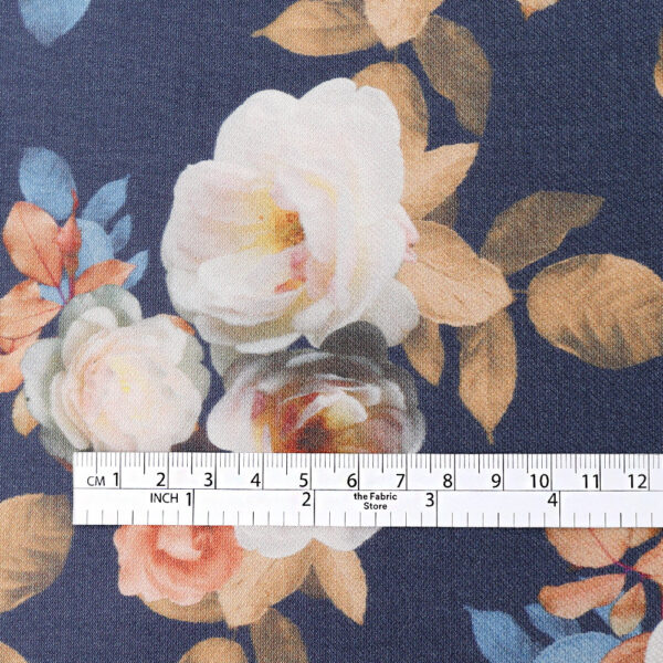 Rose Bush Silk / Cotton Suiting - Blue / Sepia - Image 4